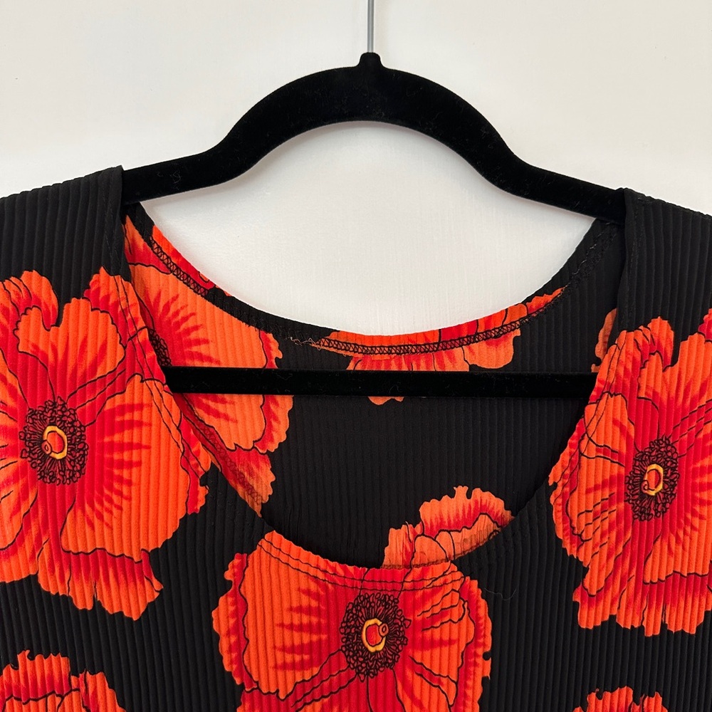 Floral Black and Red Dress
